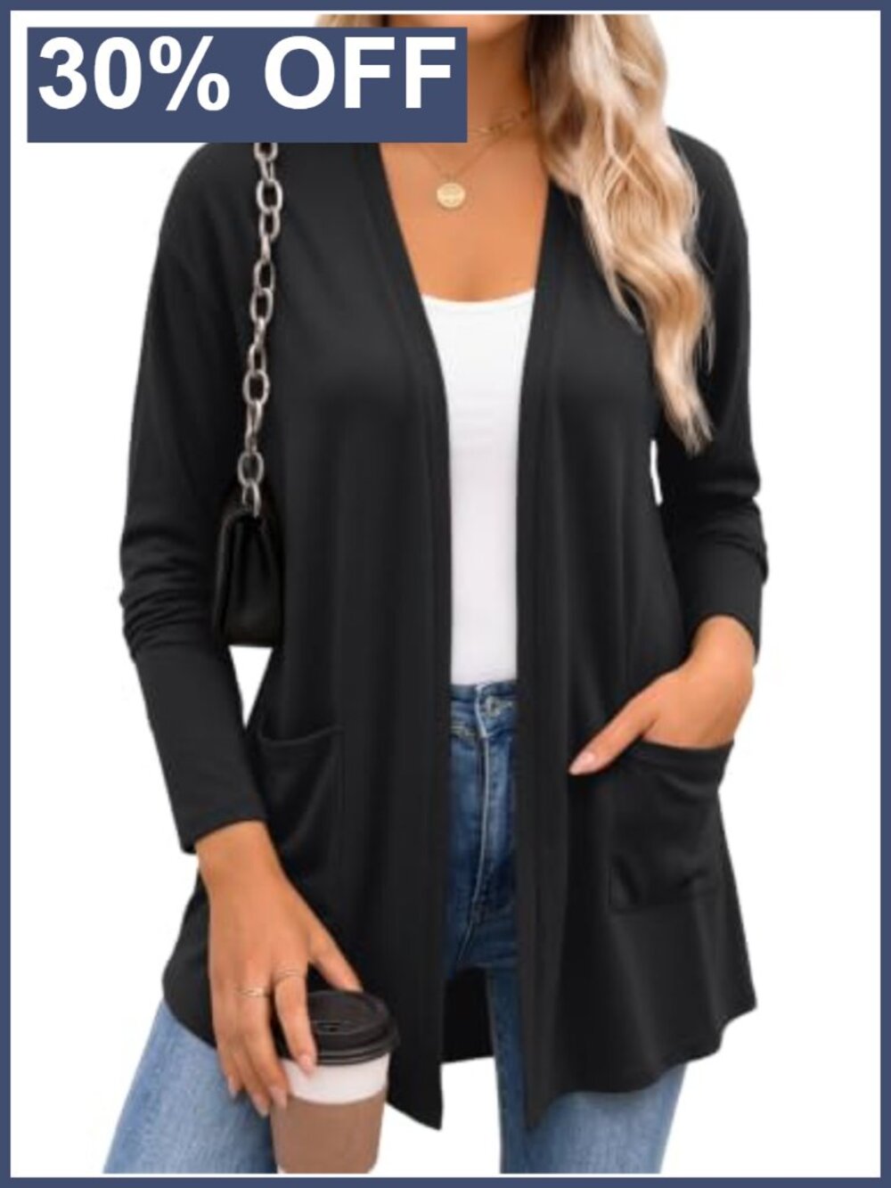 Women Lightweight Rayon-Blend Open Front Cardigan Long Sleeve Soft Stretch